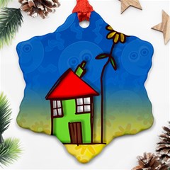 Colorful Illustration Of A Doodle House Snowflake Ornament (two Sides) by Nexatart