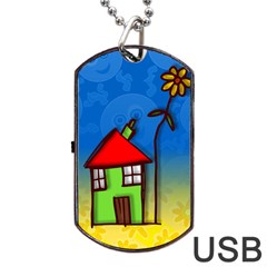 Colorful Illustration Of A Doodle House Dog Tag Usb Flash (two Sides) by Nexatart