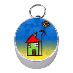 Colorful Illustration Of A Doodle House Mini Silver Compasses by Nexatart