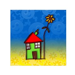 Colorful Illustration Of A Doodle House Small Satin Scarf (square) by Nexatart