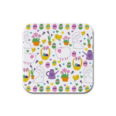 Cute Easter Pattern Rubber Square Coaster (4 Pack)  by Valentinaart