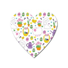 Cute Easter Pattern Heart Magnet by Valentinaart