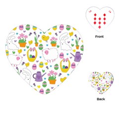 Cute Easter Pattern Playing Cards (heart)  by Valentinaart