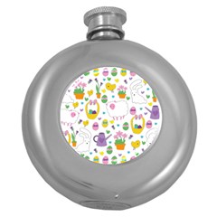 Cute Easter Pattern Round Hip Flask (5 Oz) by Valentinaart