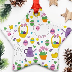 Cute Easter Pattern Star Ornament (two Sides) by Valentinaart