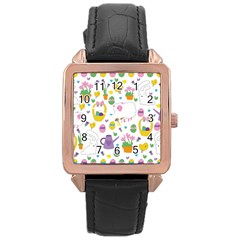 Cute Easter Pattern Rose Gold Leather Watch  by Valentinaart