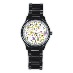 Cute Easter Pattern Stainless Steel Round Watch by Valentinaart