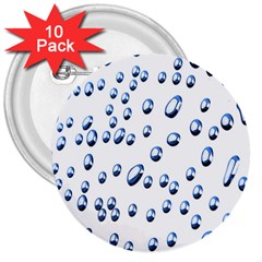 Water Drops On White Background 3  Buttons (10 Pack)  by Nexatart