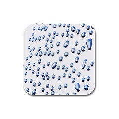 Water Drops On White Background Rubber Square Coaster (4 Pack)  by Nexatart