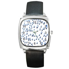 Water Drops On White Background Square Metal Watch