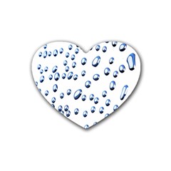 Water Drops On White Background Rubber Coaster (heart)  by Nexatart