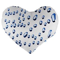 Water Drops On White Background Large 19  Premium Heart Shape Cushions by Nexatart