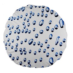 Water Drops On White Background Large 18  Premium Flano Round Cushions by Nexatart