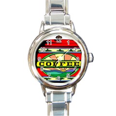 Coffee Tin A Classic Illustration Round Italian Charm Watch by Nexatart