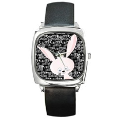 Easter Bunny  Square Metal Watch