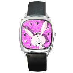 Easter Bunny  Square Metal Watch by Valentinaart