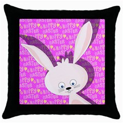 Easter Bunny  Throw Pillow Case (black) by Valentinaart