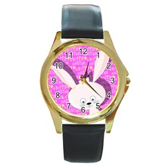 Easter Bunny  Round Gold Metal Watch