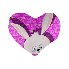 Easter Bunny  Standard 16  Premium Flano Heart Shape Cushions by Valentinaart