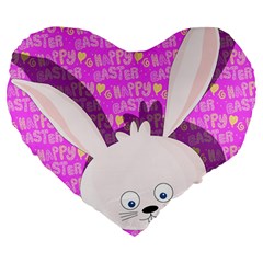 Easter Bunny  Large 19  Premium Flano Heart Shape Cushions by Valentinaart