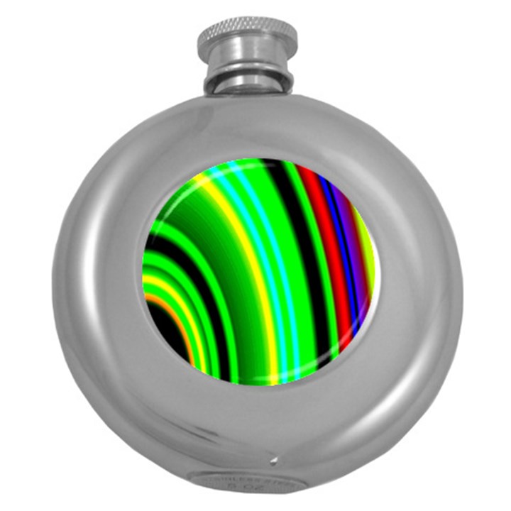 Multi Colorful Radiant Background Round Hip Flask (5 oz)