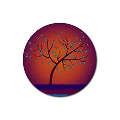 Beautiful Tree Background Rubber Coaster (round)  by Nexatart