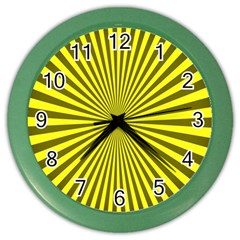 Sunburst Pattern Radial Background Color Wall Clocks by Nexatart