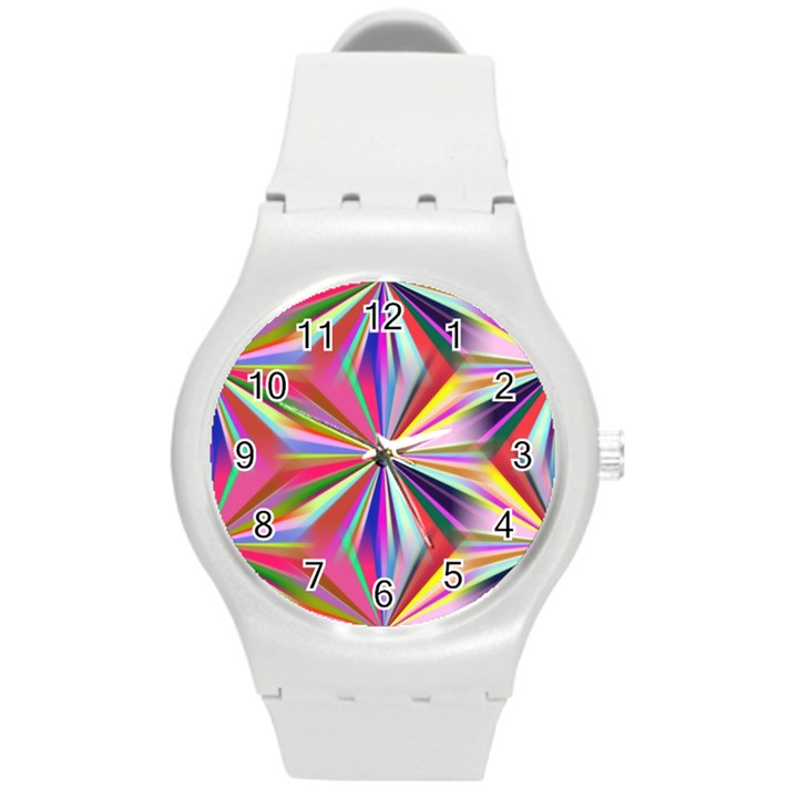 Star A Completely Seamless Tile Able Design Round Plastic Sport Watch (M)