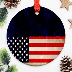 Grunge American Flag Background Ornament (round) by Nexatart