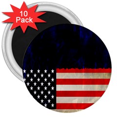 Grunge American Flag Background 3  Magnets (10 Pack) 