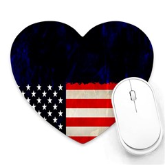 Grunge American Flag Background Heart Mousepads by Nexatart