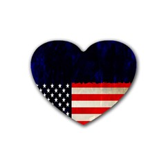 Grunge American Flag Background Heart Coaster (4 Pack)  by Nexatart