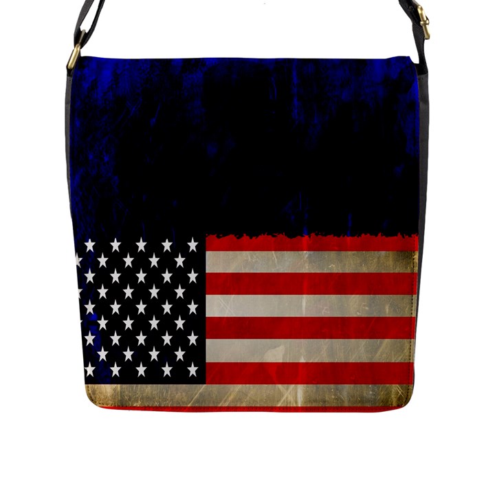 Grunge American Flag Background Flap Messenger Bag (L) 