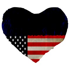 Grunge American Flag Background Large 19  Premium Flano Heart Shape Cushions by Nexatart