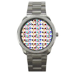 A Creative Colorful Background With Hearts Sport Metal Watch by Nexatart