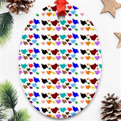 A Creative Colorful Background With Hearts Oval Ornament (two Sides)