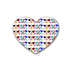 A Creative Colorful Background With Hearts Rubber Coaster (heart) 