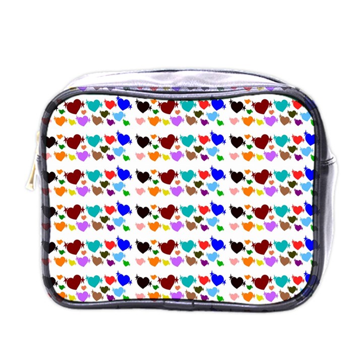 A Creative Colorful Background With Hearts Mini Toiletries Bags