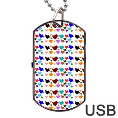 A Creative Colorful Background With Hearts Dog Tag Usb Flash (two Sides) by Nexatart