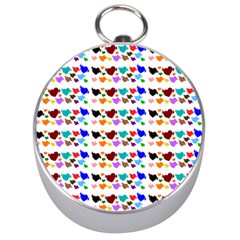 A Creative Colorful Background With Hearts Silver Compasses