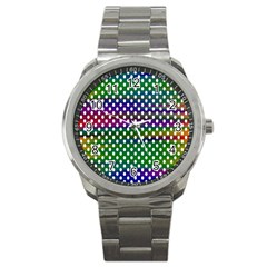 Digital Polka Dots Patterned Background Sport Metal Watch by Nexatart