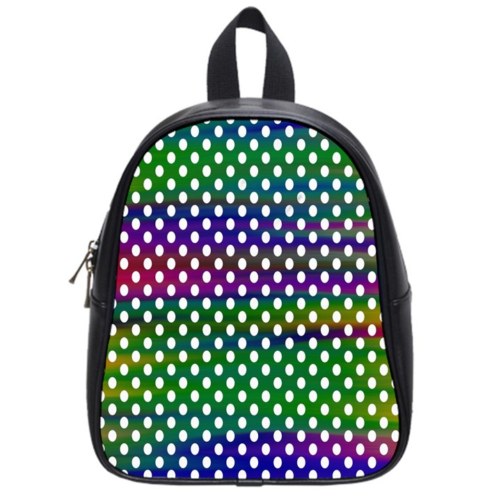 Digital Polka Dots Patterned Background School Bags (Small) 