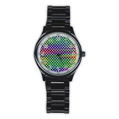 Digital Polka Dots Patterned Background Stainless Steel Round Watch by Nexatart