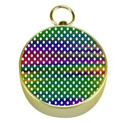 Digital Polka Dots Patterned Background Gold Compasses by Nexatart