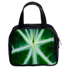 Green Leaf Macro Detail Classic Handbags (2 Sides) by Nexatart