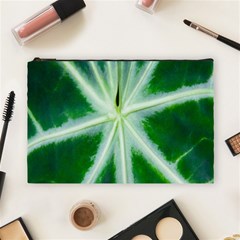 Green Leaf Macro Detail Cosmetic Bag (large)  by Nexatart