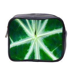 Green Leaf Macro Detail Mini Toiletries Bag 2-side by Nexatart