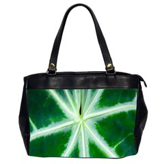 Green Leaf Macro Detail Office Handbags (2 Sides)  by Nexatart