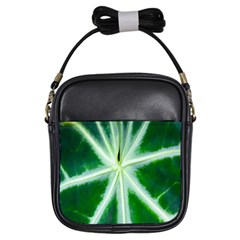 Green Leaf Macro Detail Girls Sling Bags by Nexatart