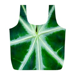 Green Leaf Macro Detail Full Print Recycle Bags (l)  by Nexatart